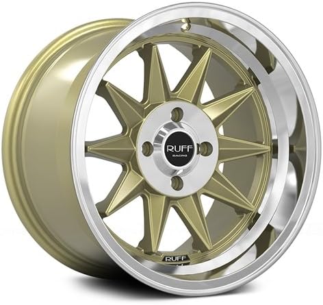 RUFF RACING WHE R358 GOLD W/MACHINE LIP 4X100 +17 - 15X8.5