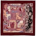 Wool shawl with burgundy pattern
