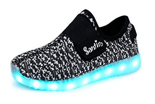 Santiro Children's Light up Shoes for Boys Girls Kids Athletic Shoes Fashion Sneakers LED Light Breathable Sneakers SSK006B1-33