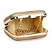 BMC Iridescent Dark Gold Glitter Covered Fabric Hard Case Alloy Chain Strap Fashion Handbag Evening Clutch