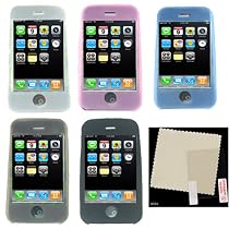 Apple iPhone Premium Silicone Case Cover with Universal Screen Protector - 5 Color Options (Compatible with 1st Generation iPhones ONLY)