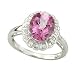 14K White Gold 0.12 ct. Diamond and 3 1/5 ct. Cushion Cut Pink Topaz Fashion Ring