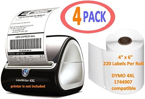 Dymo Compatible 1744907 - 4" x 6" 4XL Internet Postage Shipping Labels (4 Rolls - 220 Labels Per Roll) BasicsDepot Brand