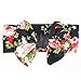 DZT1968® Baby Girl Floral Bowknot Wide Turban Headband Head Wrap Hair Band (Black)