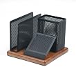 Rolodex 23550 Distinctions Desk Organizer, Rich Cherry Wood/ Black Metal
