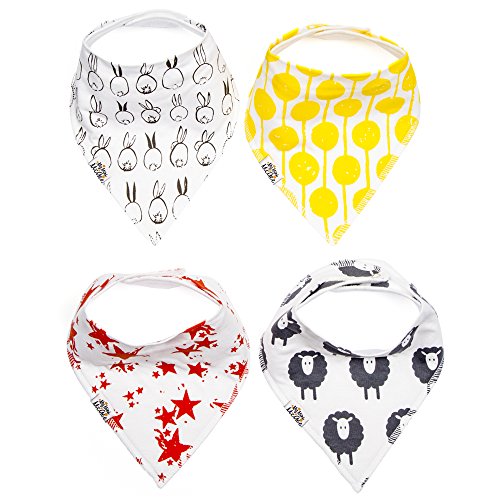 My Mini McGee Baby Bandana Drool Bibs with Adjustable Snaps, 4 Pack, for Boys and Girls, Infants and Toddlers, Baa Collection, Baby Gift