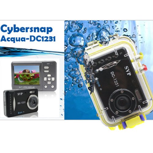 UnderWater Digital Camera Video recorder 12MP Max. 8X Zoom WaterProof Housing - SVP CYBERSNAP Acqua 1231 - Black