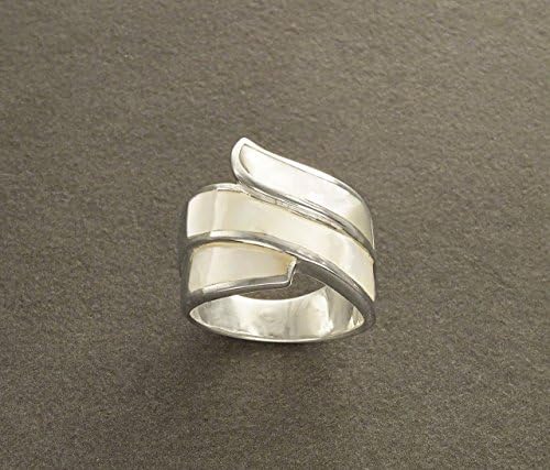 Wide Infinity Ring - Sterling Silver - MOP Ring - Boho Ring - Spiral Ring - Wave Ring .