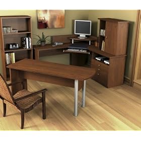 U-Shaped Desk Set 2 in Tuscany Brown - Inspiration - Bestar Office Furniture - 91854-63 by Bestar Furniture