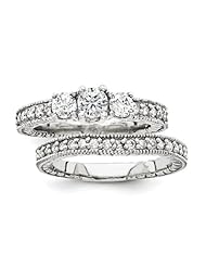 Ann Harrington Jewelry 14k White Gold 3/4 Ct Tw 3 Stone Diamond Antique Style Engagment Ring