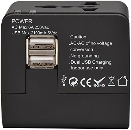 Multi-Nation Travel Adapter with 2.1A USB Charger
