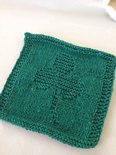 Green shamrock knit dish cloth/wash cloth, Saint Patrick Day