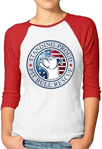 American Pitbull Standing Pround Girl Contrast Raglan Baseball T Shirt