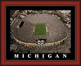 Large The Big House Michigan Wolverines Aerial Framed Print - Cherry No Mat