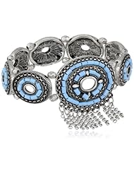 Steve Madden Light Blue and Silver Stretch Bracelet, 7.5"
