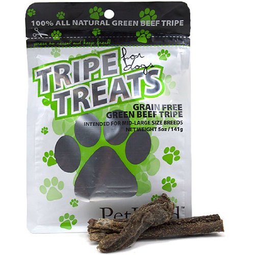 PetKind Green Beef Tripe Treats for Dogs, 5 Ounce Pouch