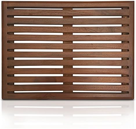 Teak Shower and Bath Mat - Water &amp; Mold Resistant, Superior to Bamboo, Non Slip (35 X 21)