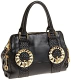 Betsey Johnson Golden Goddess Satchel,Black,one size
