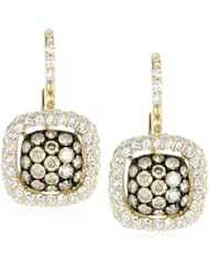 KC Designs "Tres Chic" Champagne and White Diamond 14k Yellow Gold Earrings
