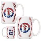 Texas Rangers MLB 2pc Ceramic Gameball Mug Set - Primary Logo