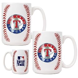 Texas Rangers MLB 2pc Ceramic Gameball Mug Set - Primary Logo by Great American Products