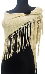 Handmade Featherweight Shawl - Golden Honey (Petite Size - Hand-crocheted Border)