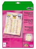 Sigel LF651 Farb-Laser/-Kopier-Folie, transparent, klar, selbstklebend, beschichtet, stapelverarbeitbar, 150 µm, A4, 10 BL