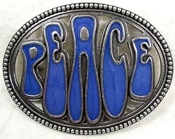 Peace Enamel Pewter Belt Buckle