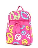 Medium Quilted Peace Sign Backpack (Pink/Multi)