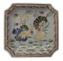 Square chinese porcelain plate with longevity cranes, blues