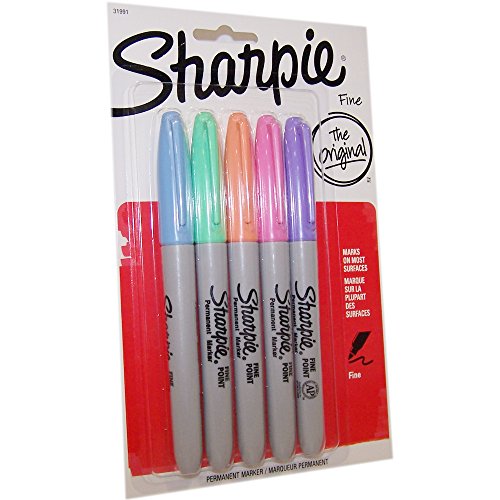 Sharpie Permanent Marker Fine Point Pastel Colors 5 Pack Color Markers