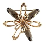 Gold Tone Rhinestone Accented Flower Pin Brooch