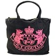Juicy Couture Large Black Canvas Crest Tote Bag