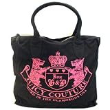 Juicy Couture Large Black Canvas Crest Tote Bag