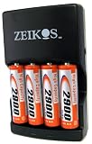 Zeikos ZE-QC3900 Rapid AA/AAA Battery charger AC/DC w/4AA 2900mAh Batteries