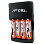 Zeikos ZE-QC3900 Rapid AA/AAA Battery charger AC/DC w/4AA 2900mAh Batteries