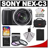 Sony Alpha NEX-C3 Digital Camera Body & E 18-55mm OSS Lens (Black) with 16G ....