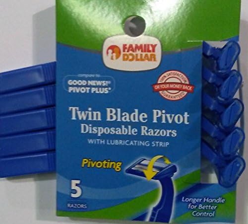 Family Dollar Twin Blade Pivot Disposable Razors with Lubricating Strip 5 Razors