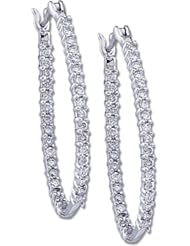 14K White Gold Diamond Hoop Earrings - 1.00 Ct. -- LIFETIME WARRANTY