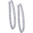 14K White Gold Diamond Hoop Earrings - 0.50 Ct.