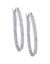 14K White Gold Diamond Hoop Earrings - 0.50 Ct. -- LIFETIME WARRANTY