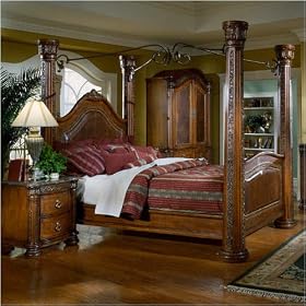 Spanish Hills Queen Canopy Bed and Nightstand Set by SHOPZEUS