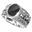 Sterling Silver Marcasite Rings with Black Onyx - Sizes: 6-10