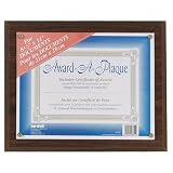 Award-A-Plaque with Blank Certificate, Plexi Cover, 10-1/2x13, Walnut Finish NUD18811M