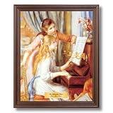Renoir Two Girls At The Piano #2 Home Decor Wall Picture Cherry Framed Art Print