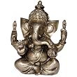 Religious Statues Brass Ganesha in Sitting Posture 2.5 x 4.5 x 5.5 inches