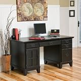 Ebony Double Pedestal Computer Desk