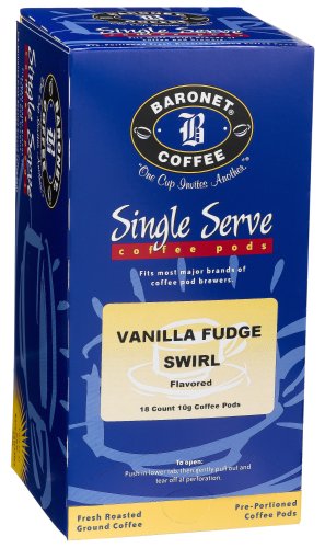 Baronet Coffee Vanilla Fudge Swirl Coffee Pods, 18-Count Boxes (Pack of 4) by Fudge Fours