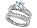2.85 cttw Sterling Silver 14K White Gold Plated Genuine Round Aquamarine Wedding Set - Gold Plated Silver