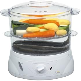 Orva - NWFS1 - Cuit Vapeur - 900 W - 2 Paniers Empilables � Fonds Amovibles - Bol � riz - 7,5 L